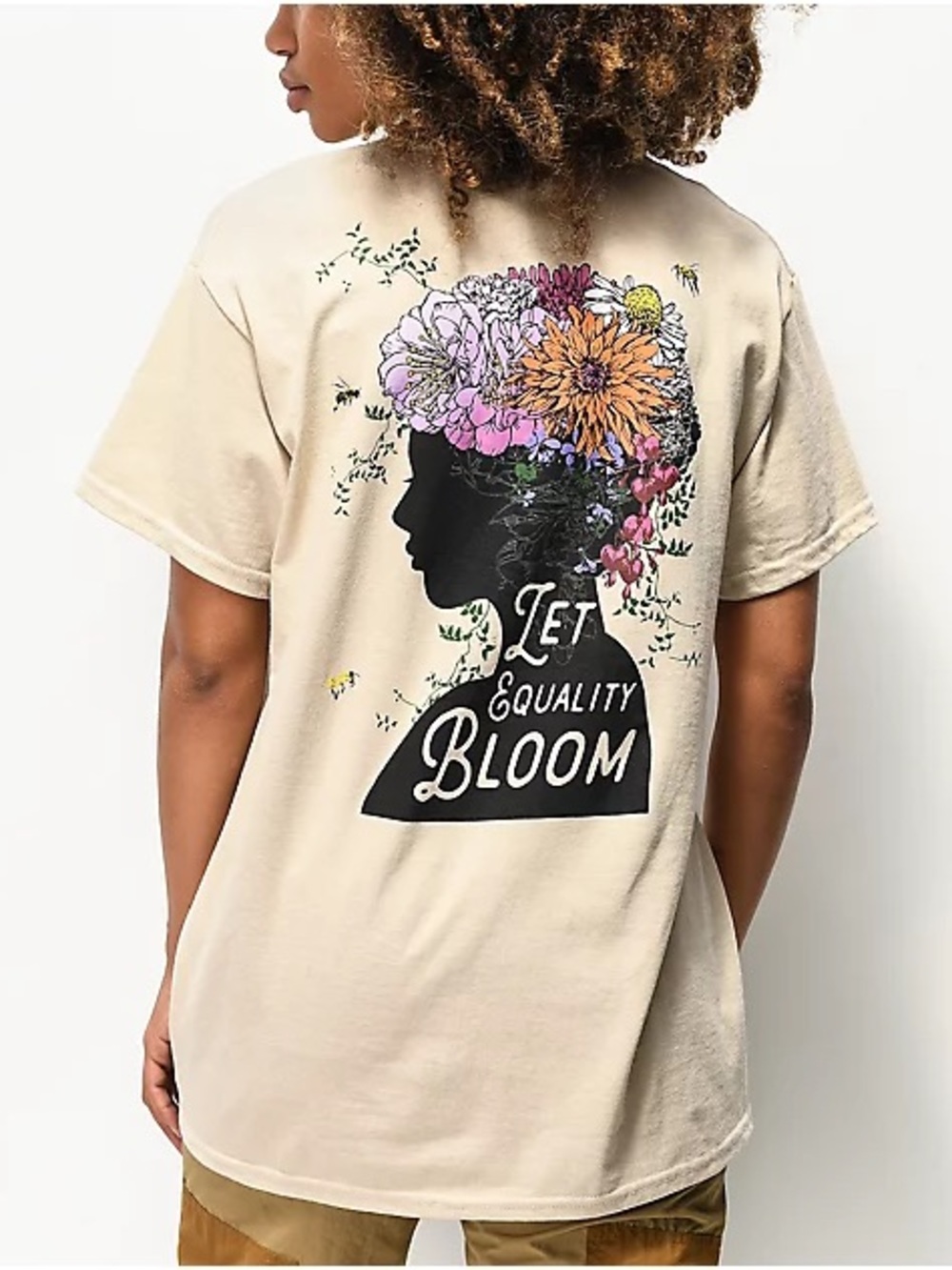 Zumiez Beige 'Let Equality Bloom' Floral Graphic Tee